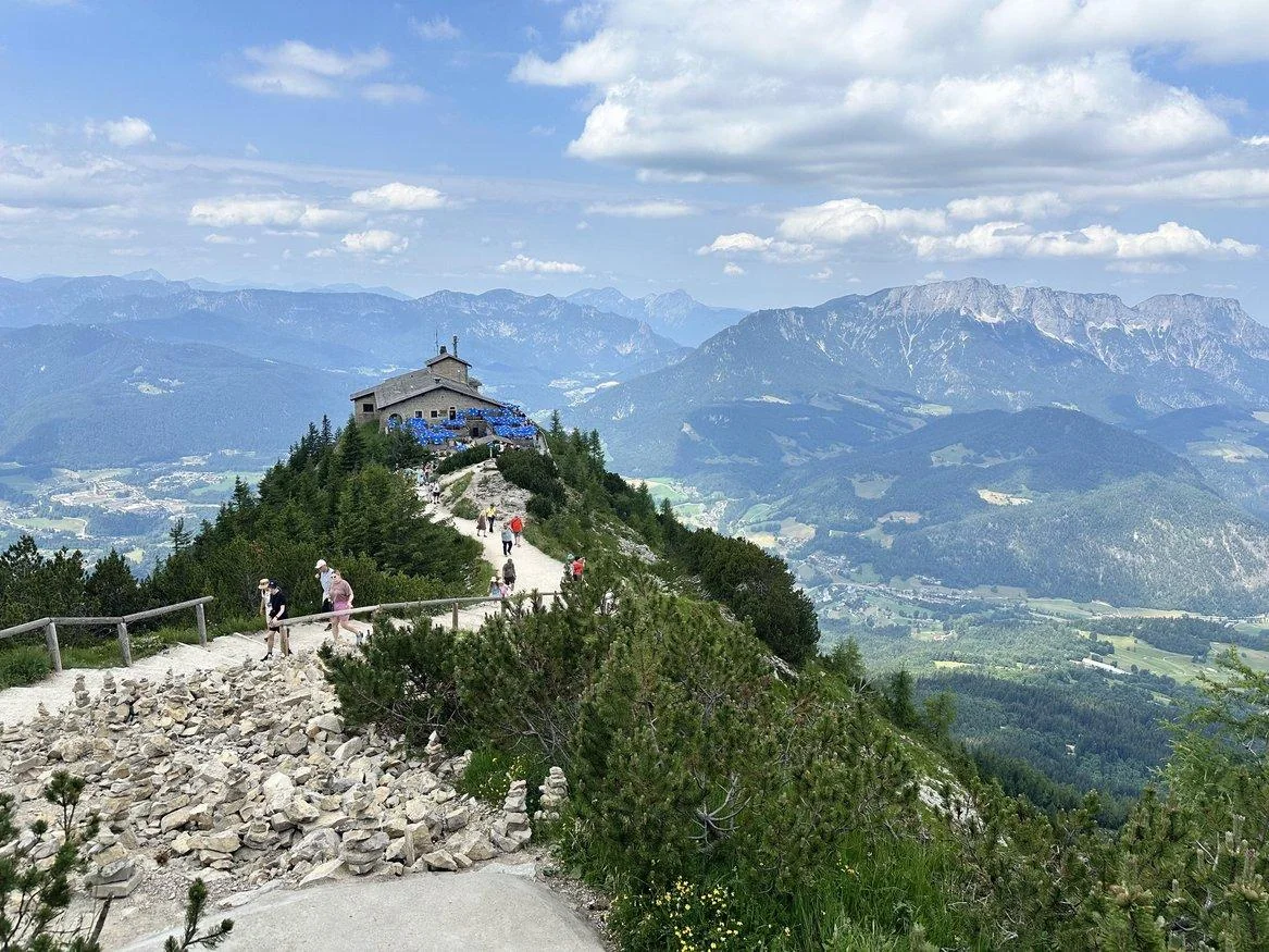 Kehlsteinhaus perched on a rocky ridge above the valley