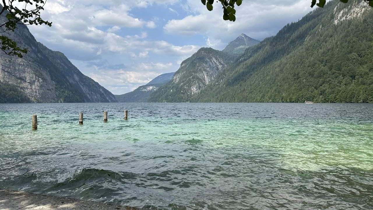 Emerald water and steep mountains at Königssee